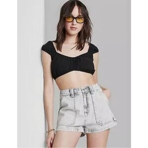 Wild Fable Gray Wash Super High Rise Utility Jean Shorts